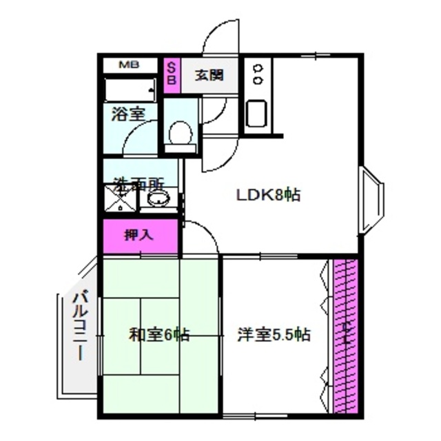 大阪市旭区高殿のマンションの間取り