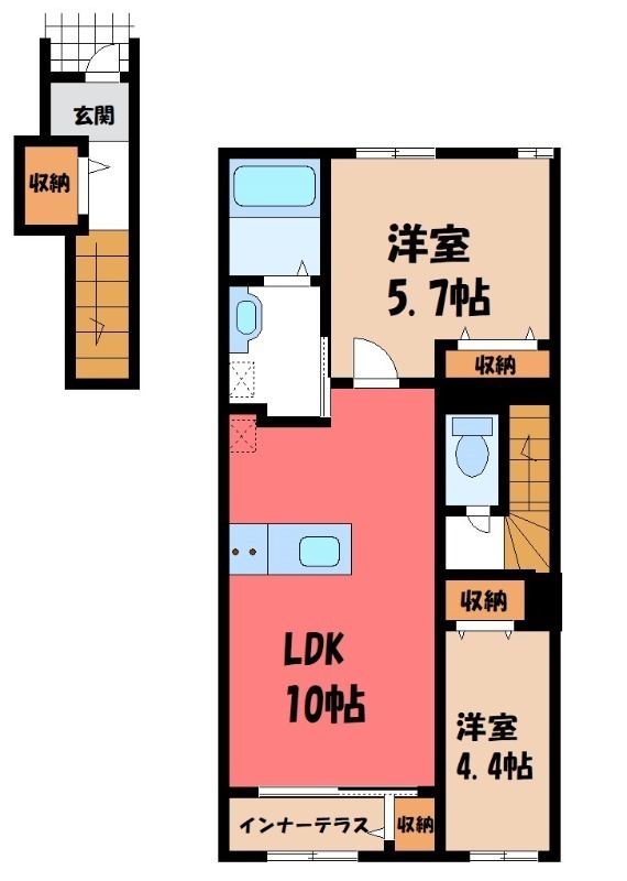 宇都宮市下栗町のアパートの間取り