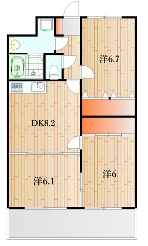 下関市綾羅木本町のマンションの間取り