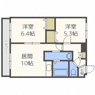 札幌市豊平区中の島二条のマンションの間取り