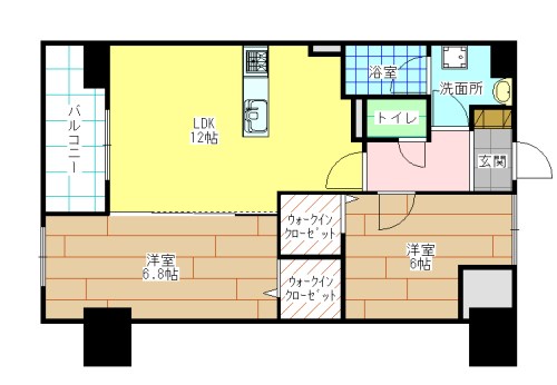 北九州市小倉北区白銀のマンションの間取り