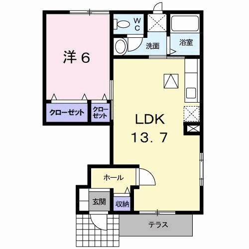 行橋市北泉のアパートの間取り