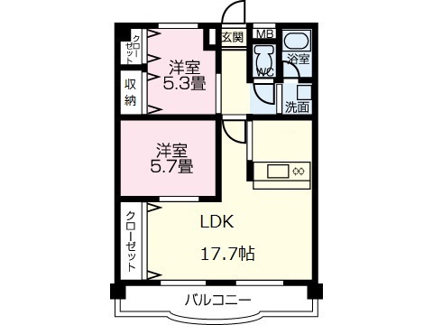 松山市来住町のマンションの間取り