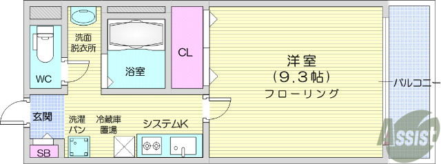 仙台市青葉区落合のマンションの間取り