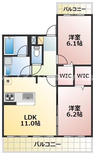 熊本市東区長嶺南のアパートの間取り