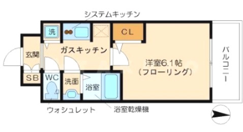 大阪市中央区上町のマンションの間取り