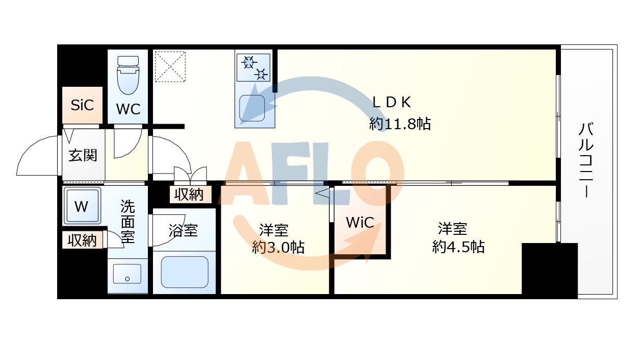 【大阪市北区天神橋のマンションの間取り】