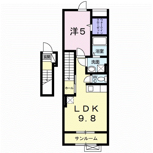 山形市上桜田のアパートの間取り