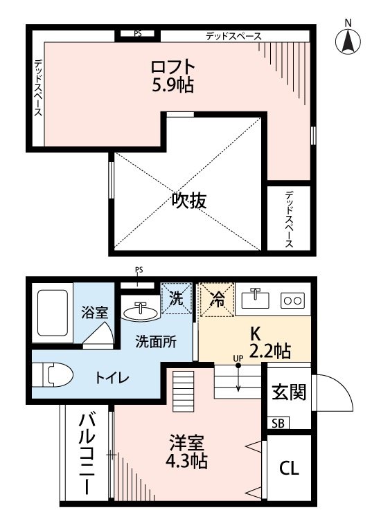 堺市北区中長尾町のアパートの間取り