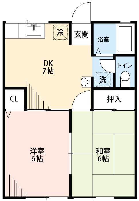 岡崎市真伝町のアパートの間取り