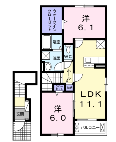 知多市原のアパートの間取り