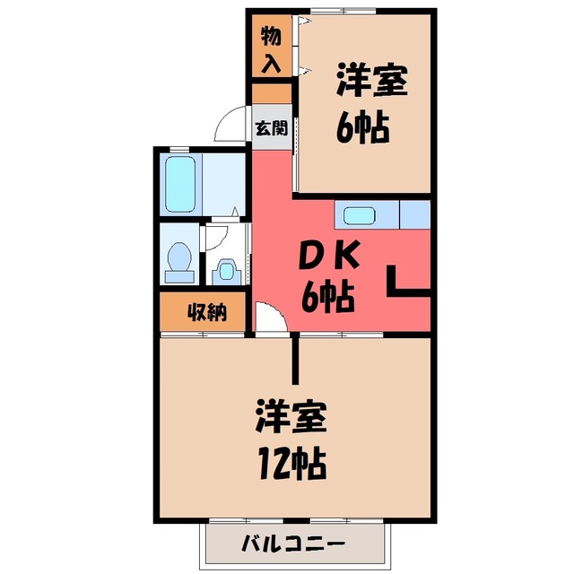 宇都宮市下川俣町のアパートの間取り