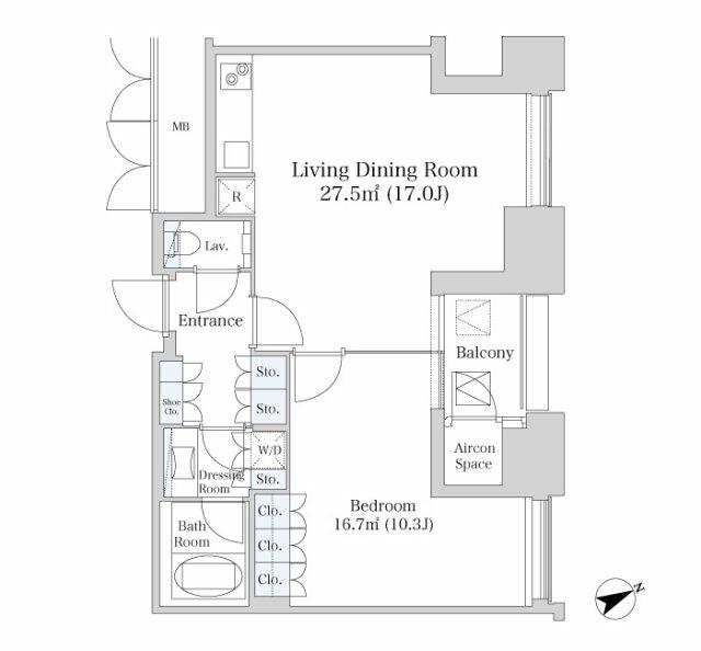 新宿区西新宿のマンションの間取り