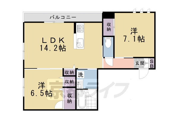 京都市下京区西側町のマンションの間取り