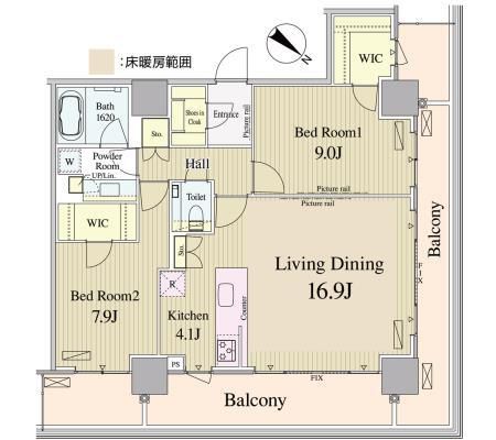 江東区豊洲のマンションの間取り