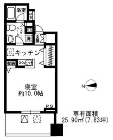 新宿区荒木町のマンションの間取り