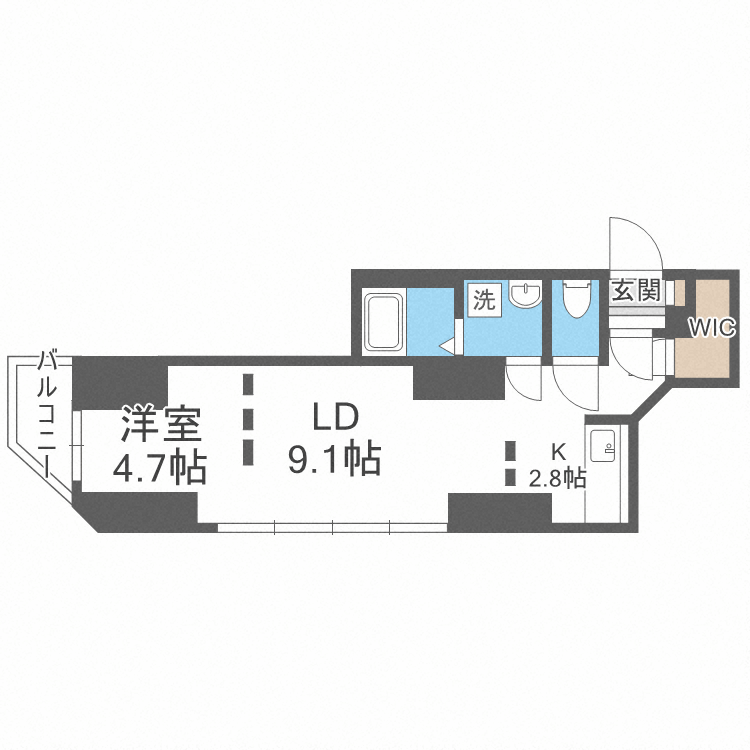 【札幌市中央区南五条西のマンションの間取り】