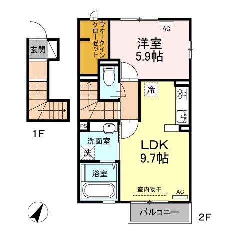 鹿児島市玉里団地のアパートの間取り