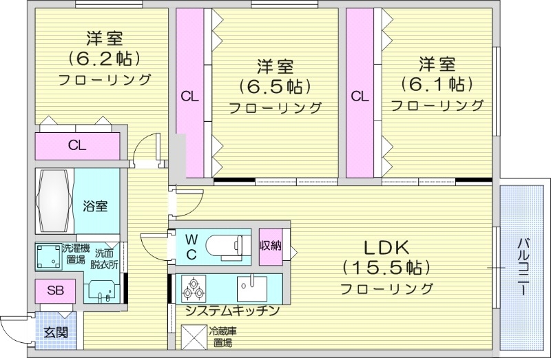 グランメール行啓通の間取り