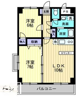 倉敷市二子のマンションの間取り