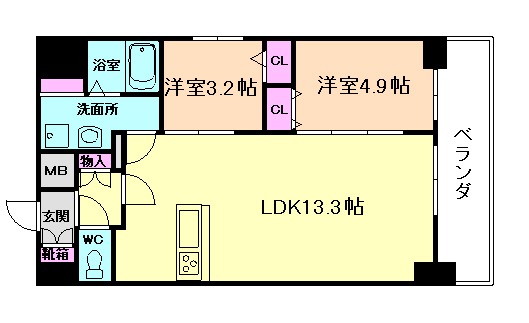 大阪市福島区吉野のマンションの間取り