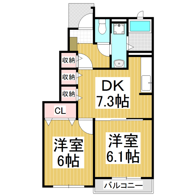 下伊那郡高森町下市田のアパートの間取り