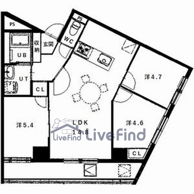 札幌市南区真駒内本町のマンションの間取り