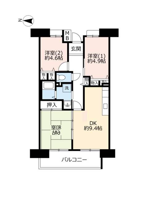 ＵＲシティコート曽根東町第２の間取り