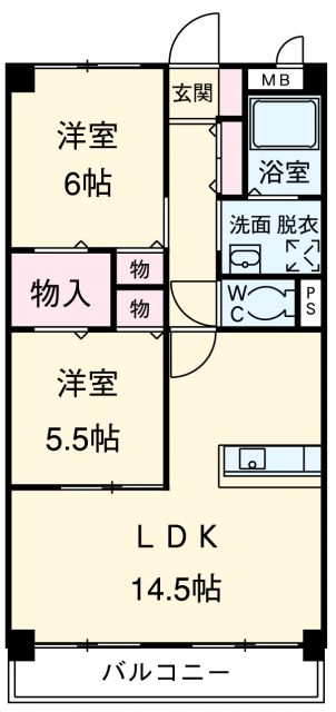 春日井市西本町のマンションの間取り