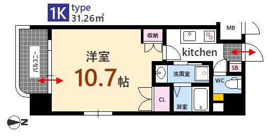 広島市南区宇品海岸のマンションの間取り