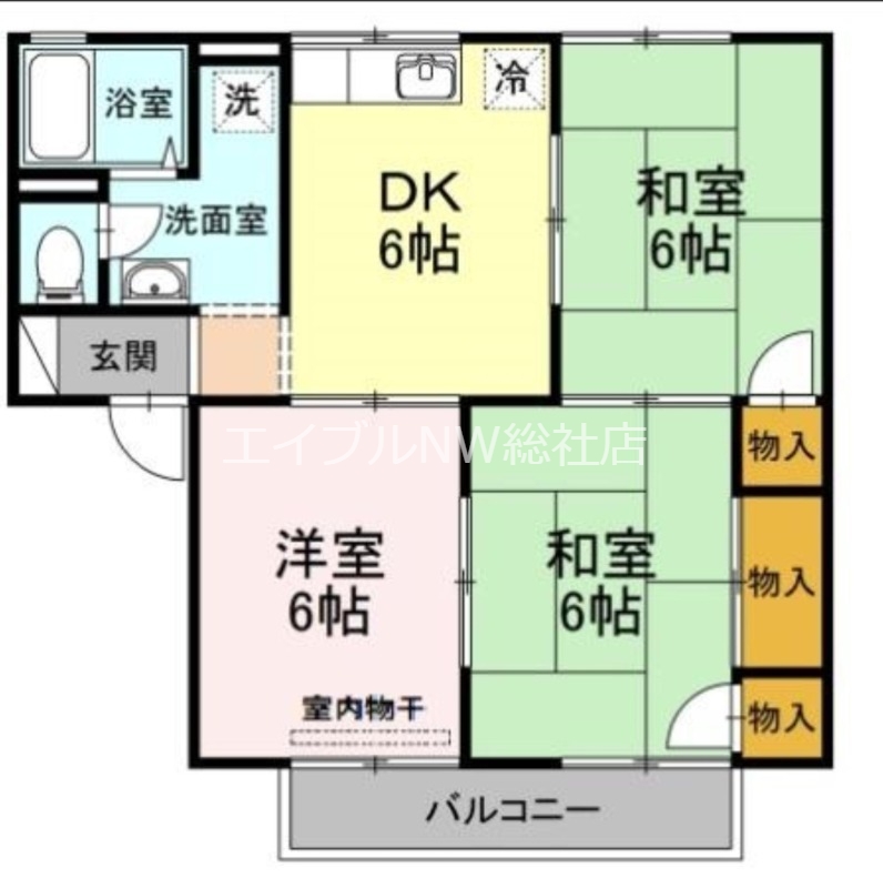 倉敷市連島中央のアパートの間取り