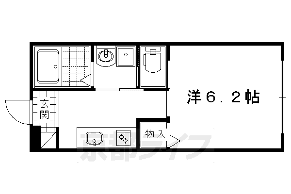 京都市左京区北白川上池田町のマンションの間取り