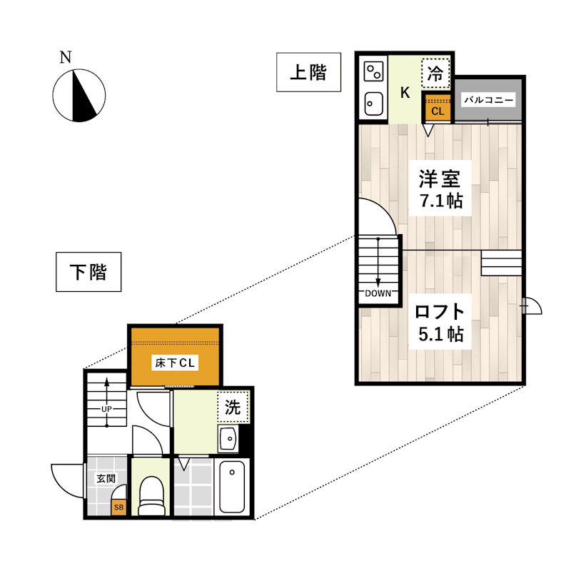 熊本市東区新生のアパートの間取り