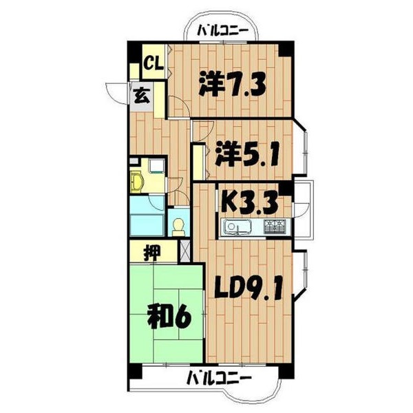 アジュール南まきが原の間取り