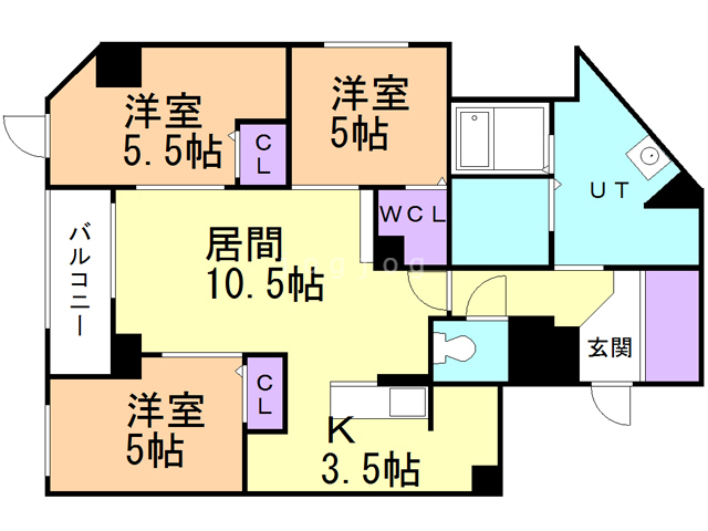 【札幌市北区北三十一条西のマンションの間取り】