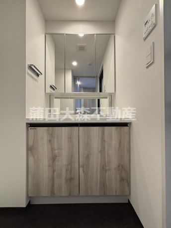 洗面設備　洗面脱衣所　3面鏡の独立洗面台