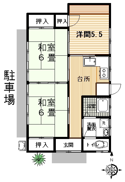 ＪＲ常磐線 湯本駅 徒歩6分 1階建 築42年の間取り写真
