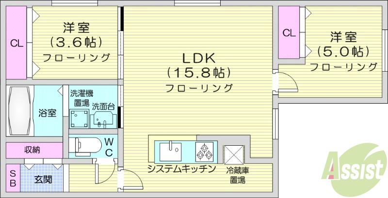 地下鉄東豊線 東区役所前駅 徒歩5分 4階建 築3年の間取り写真