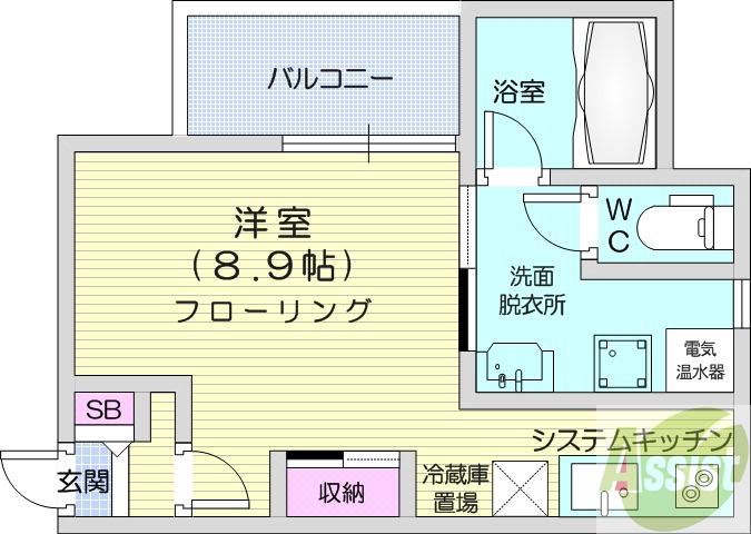 地下鉄南北線 北１２条駅 徒歩4分 9階建 築9年の間取り写真