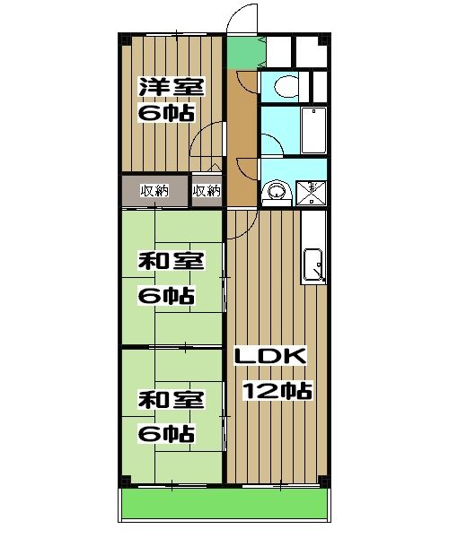 京都市西京区大枝沓掛町のマンションの間取り