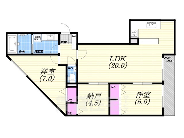 西宮市苦楽園三番町のマンションの間取り