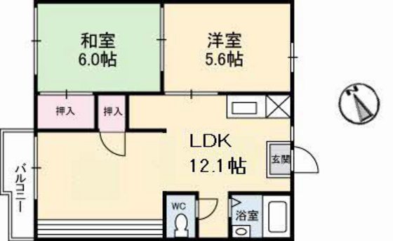 広島市佐伯区利松のアパートの間取り