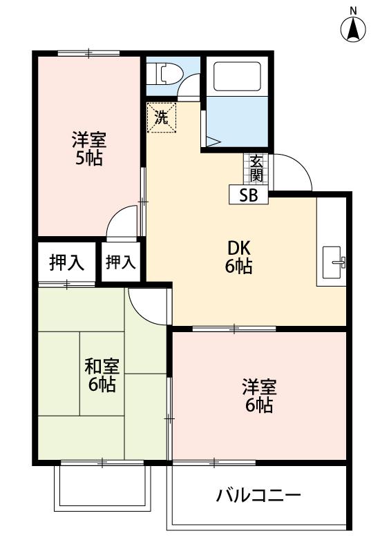 高松市庵治町のアパートの間取り