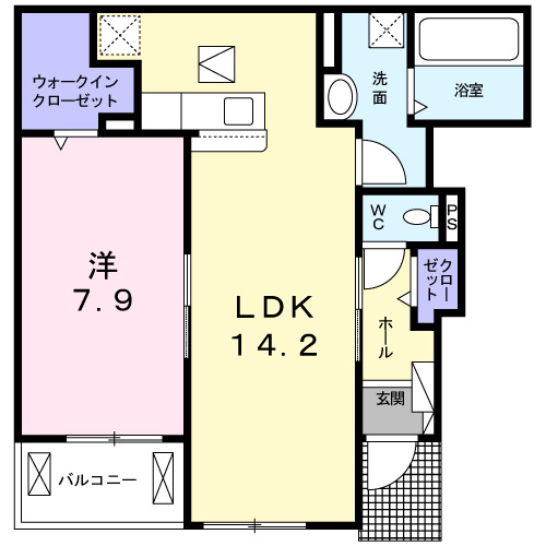 大和高田市大字市場のアパートの間取り