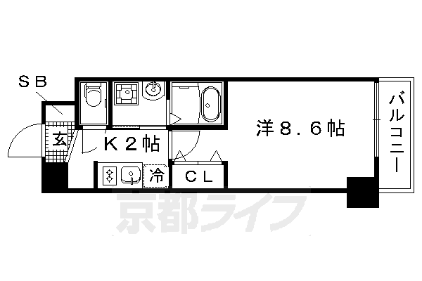 【京都市上京区南佐竹町のマンションの間取り】