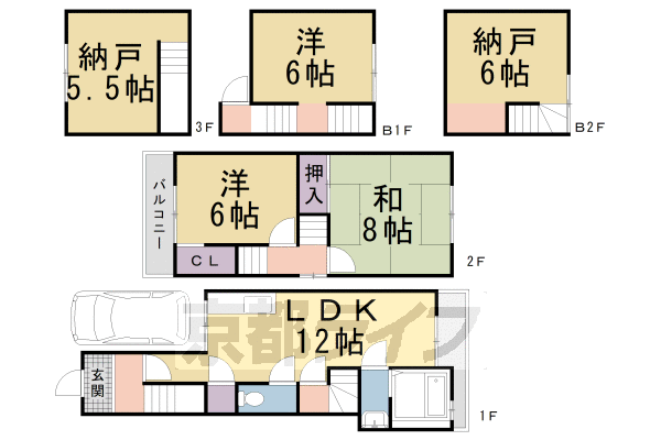 原谷乾町貸家の間取り