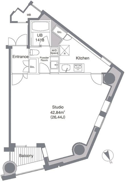 港区元赤坂のマンションの間取り