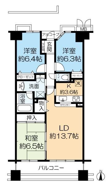 ジオ茨木学園町３番館の間取り