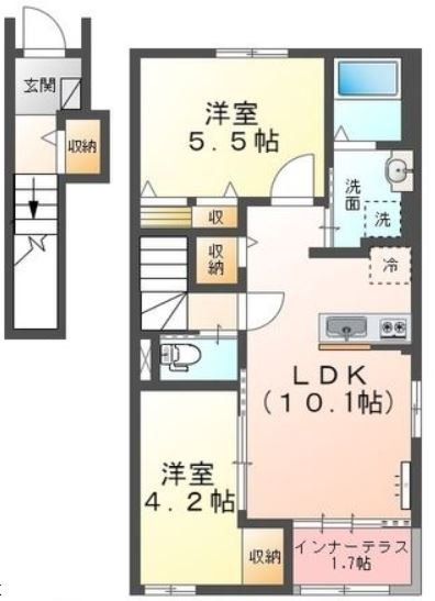 入間郡毛呂山町岩井西のアパートの間取り