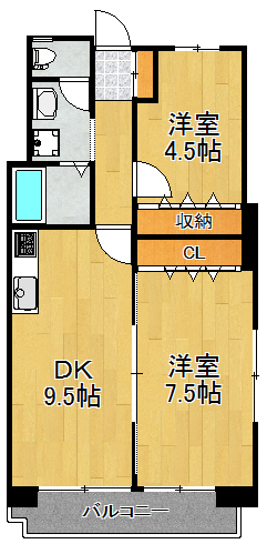 川崎市中原区上丸子天神町のマンションの間取り